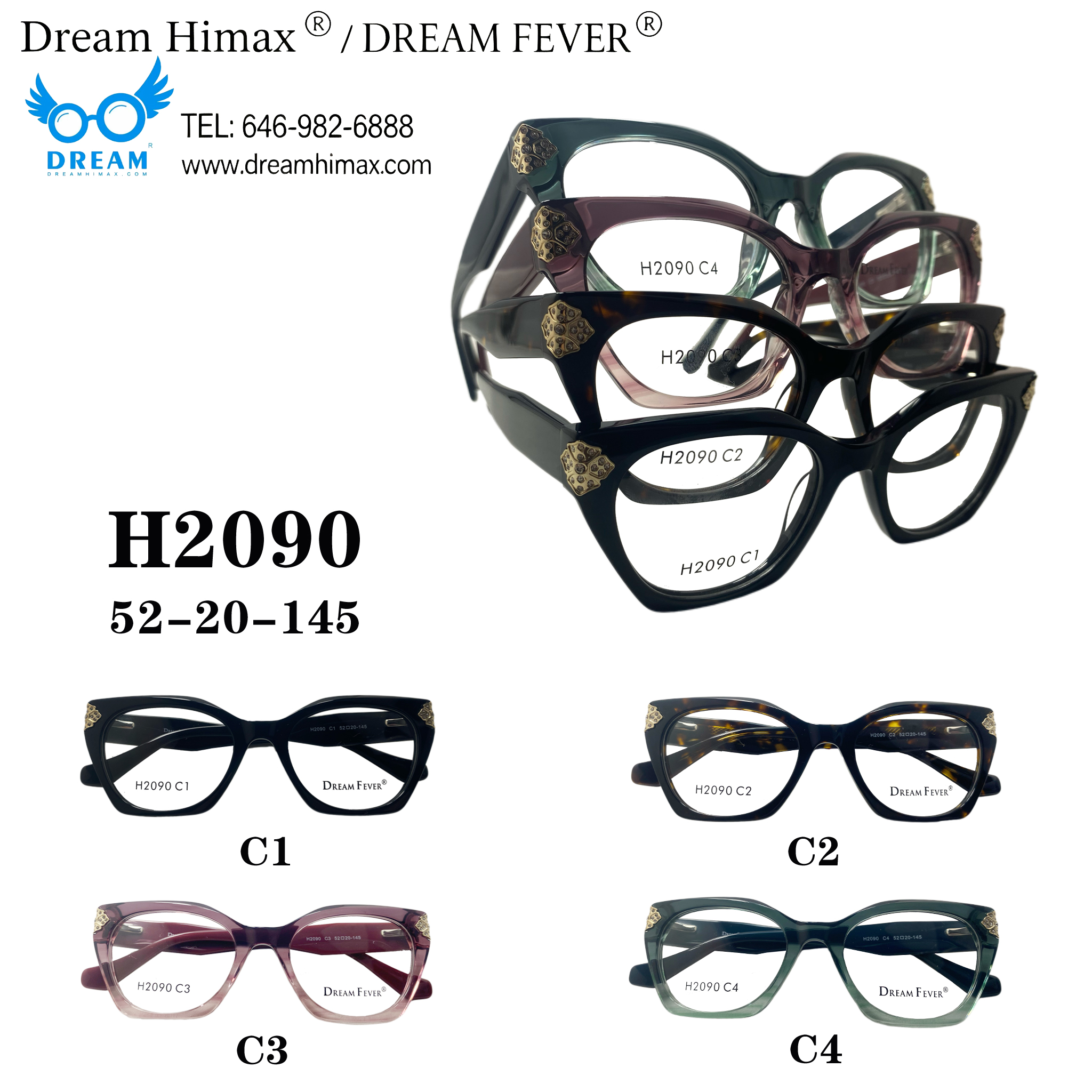 H2090 cat-eye acetate frame